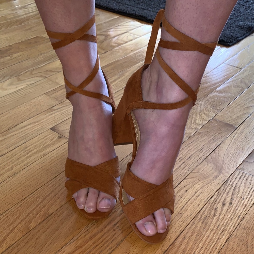 SALE Loft Suede Lace-Up Block Heel